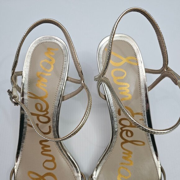 Sam Edelman Presley Strappy Heel Womens 11 Metallic Gold Sandal Formal Party NEW - Picture 7 of 14